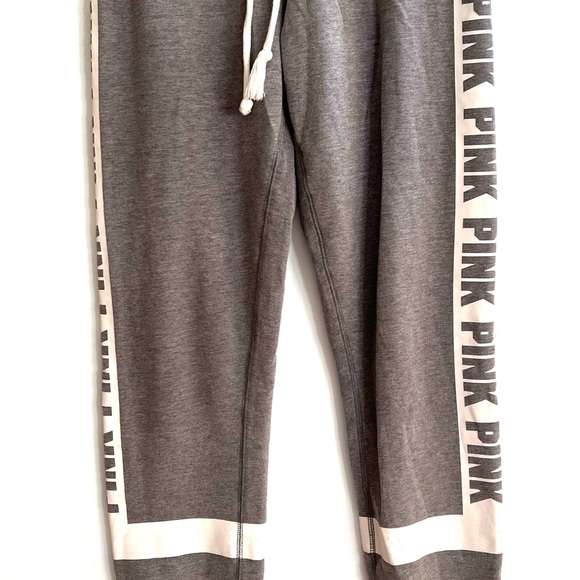 Victoria Secret PINK Logo Woman’s XS Woven Gray Tapered Ankle  Joggers - Picture 2 of 7